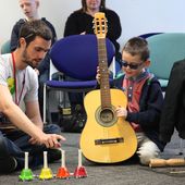 <span class=heading><b>Play On</b> by Lio Moscardini</span><br />Play On is a project run in collaboration with Paragon
Music in the University of Strathclyde. It aims to provide
instrumental music lessons on Saturdays for children who
would otherwise not receive tuition. It grew out of a research
study led by Dr Lio Moscardini at the University of Strathclyde
which found that children with significant additional support
needs were highly unlikely to receive instrumental music
lessons in primary school.<br /><span class=small>Image: © 2015 Lio Moscardini</span>.  <span class=small>Collaborators: Ninian Perry, Charlotte Riley of Paragon Music, Alastair Wilson HASS</span>