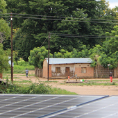 <span class=bigheading><b>Solar power to the people</b> by Aran Eales </span><br />800m people don’t have access to electricity, mostly in Sub-Saharan Africa. Solar microgrids offer low-carbon, affordable and reliable electricity access to communities unlikely to receive a grid connection in the near future. Working with local partners, we installed this solar microgrid in Malawi, providing significant benefits to the local community. Our ongoing research outputs will also inform recommendations to scale this technology, to achieve Sustainable Development Goal 7.<br /><span class=small>Image: © 2023 Aran Eales</span>.  <span class=small>Collaborators: Damien Frame (UoS), United Purpose Malawi, </span>