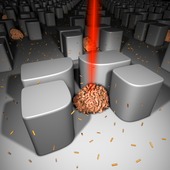 <div><div style="float:left;padding-left:5px;width:70%"><span class=heading><b>TARGET, INVESTIGATE AND HEAL</b> by Carlota Cunha Matos</span><br />
The picture shows nanoparticles being delivered to single trapped
cells. Nanomaterials are becoming very popular for therapeutic
applications, but new tools are needed to look at the interaction
of nanomaterials with cells prior to their clinical use. Here, very
small (microfluidic) structures are used to trap and monitor cells
individually while they are exposed to nanoparticles, allowing for
new nano-based drugs or vaccines to be tested more efficiently.
<br /><span class=small>Image: © 2015 Carlota Cunha Matos</span>.  <span class=small>Collaborators: A.W. Wark, O.R. Millington, M. Zagnoni, L. Cunha Matos</span></div><div style="float:right;padding-right:5px;"><iframe width="280" height="170" src="https://www.youtube.com/embed/a7FXsVL0Sbg" frameborder="0" allowfullscreen></iframe></div></div>