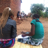 <span class=heading><b>Empowering Adolescents through Health Education</b> by Rebecca Laidlaw</span><br />Facilitators are completing questionnaires with adolescents for
baseline data collection and showing them how to register for our SMS
messaging service, which will provide reproductive health information
to their personal phones. The project is part of the Scotland Chikwawa
Health Initiative, working in the Chikwawa District of Malawi. We
are looking at the feasibility of using mobile phones to increase the
accessibility of health education in the area. <br /><span class=small>Image: © 2016 Rebecca Laidlaw</span>