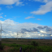 <span class=heading><b>The turbulent life of turbines</b> by Rohaida Hussain</span><br /> 
Have you ever tried to keep hold of an umbrella as it gets pulled in different directions on a gusty day? Similarly, while strong winds enable wind turbines to increase power production, changeable winds can place undue stress on the turbine blades. Our research is looking at ways of reducing the loads placed on turbine blades by developing control systems that can monitor and react to changing conditions.<br /><span class=small>Image: © 2017 Rohaida Hussain</span>