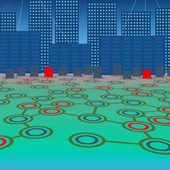 <span class=heading><b>An ever more connected world</b> by Ruaridh Clark</span><br />Taking inspiration from swarms in nature, such as schools of fish, this research focuses on rapid response
and consensus in complex systems. The ability to identify influential hubs, and focus resources to these,
points could be key for future cities trying to meet growing data and power requirements. Cities are
becoming an increasingly networked environment and this work could enable them to cater for demand
rapidly, efficiently and sustainably.<br /><span class=small>Image: © 2015 Ruaridh Clark</span>