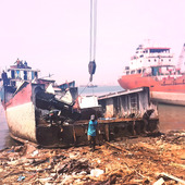 <span class=heading><b>Sustainability without sacrifice</b> by Siti Fariya</span><br />Whilst ship recycling in places such as Indonesia (pictured) may be considered environmentally beneficial in a wide context, it actually has significant negative impacts to worker health and the local environment. Health and environmental safeguards are often viewed as costly to profit, however, working with Newtonfund – British Council and RISTEKDIKTI,we are developing an integrated framework to enhance both safety and productivity in the industry, whilst also benefitting the environment.<br /><span class=small>Image: © 2020 Siti Fariya</span>.  <span class=small>Collaborators: Rafet Emek Kurt, Sefer Anil Gunbeyaz</span>