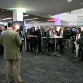 <span class=heading><b>Images of Research</b> by Guy Hinks</span><br /><p class=int>Principal Professor Sir Jim McDonald opens the Images of Research 2015 exhibition at Engage with Strathclyde 2015.</p><span class=small>Image: © 2025 Guy Hinks 2015</span>