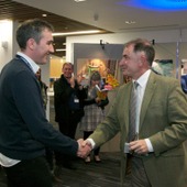 <span class=heading><b>Images of Research</b> by Guy Hinks</span><br /><p class=int>Professor Sir Jim McDonald announcing the first winner to Damien Frame in the Energy category.</p><span class=small>Image: © 2025 Guy Hinks 2015</span>