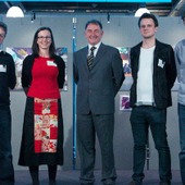 <span class=heading><b>2014</b></span><br /><p class=int>The Principal Prof. Sir Jim McDonald with the four category winners.</p><span class=small>Image: &copy; 2014 Guy Hinks</span>